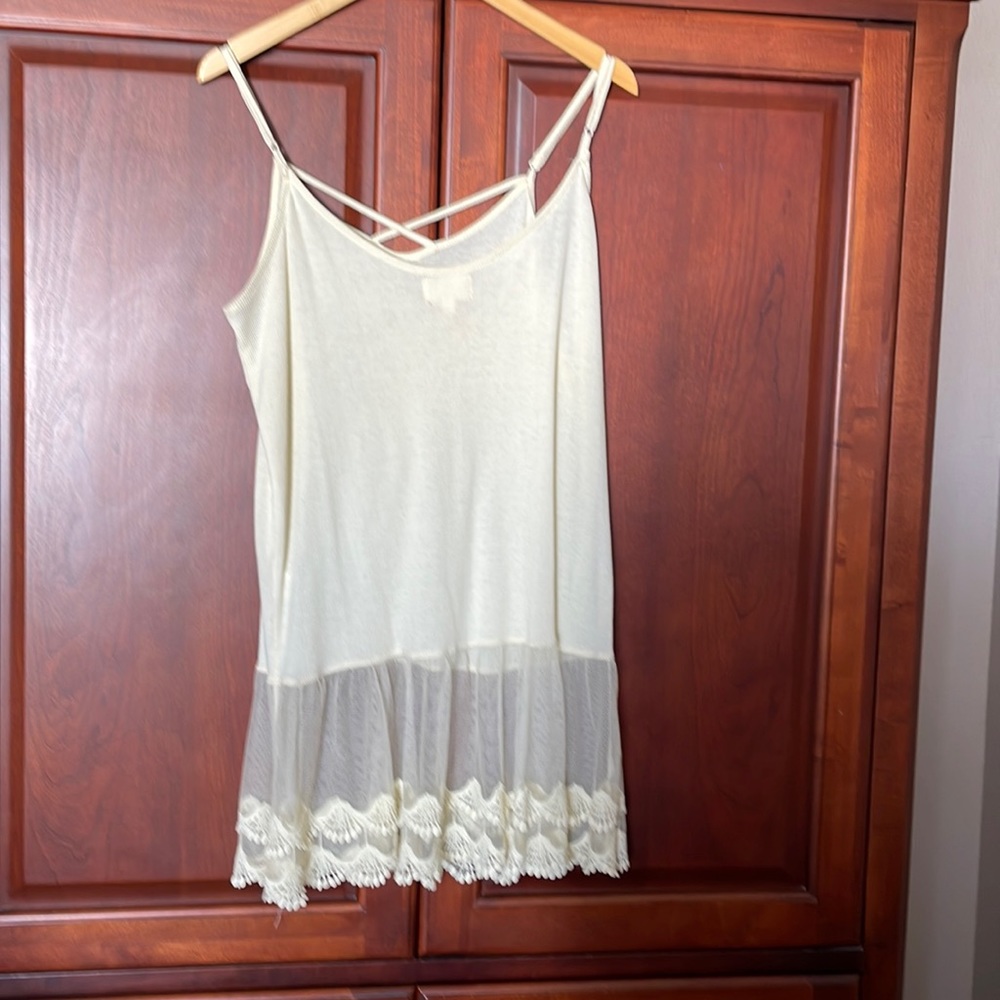 Cream lace long camisole tunic